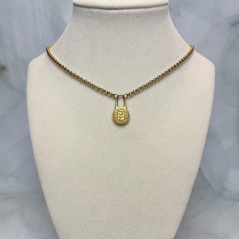 Upcycled Gold Zipper Pull Rolo Chain Necklace